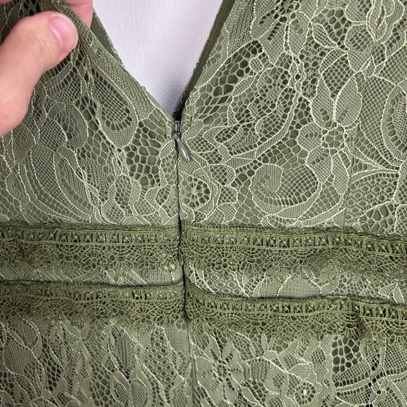 Lulus Marvelous Darling Olive Lace Ruffled Tiered Maxi Dress NEW Medium Prom - Picture 7 of 11